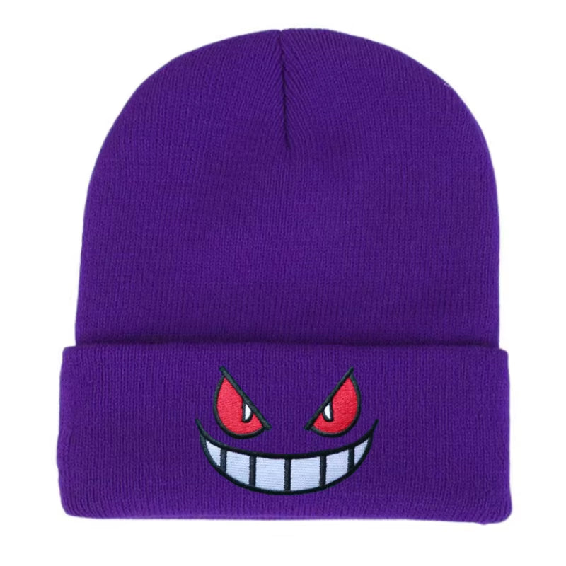 12 Colors Cartoon Embroidered Beanies Knitted Skullies Autumn Winter Warm Wool Hat Gengar Women Men Beanies