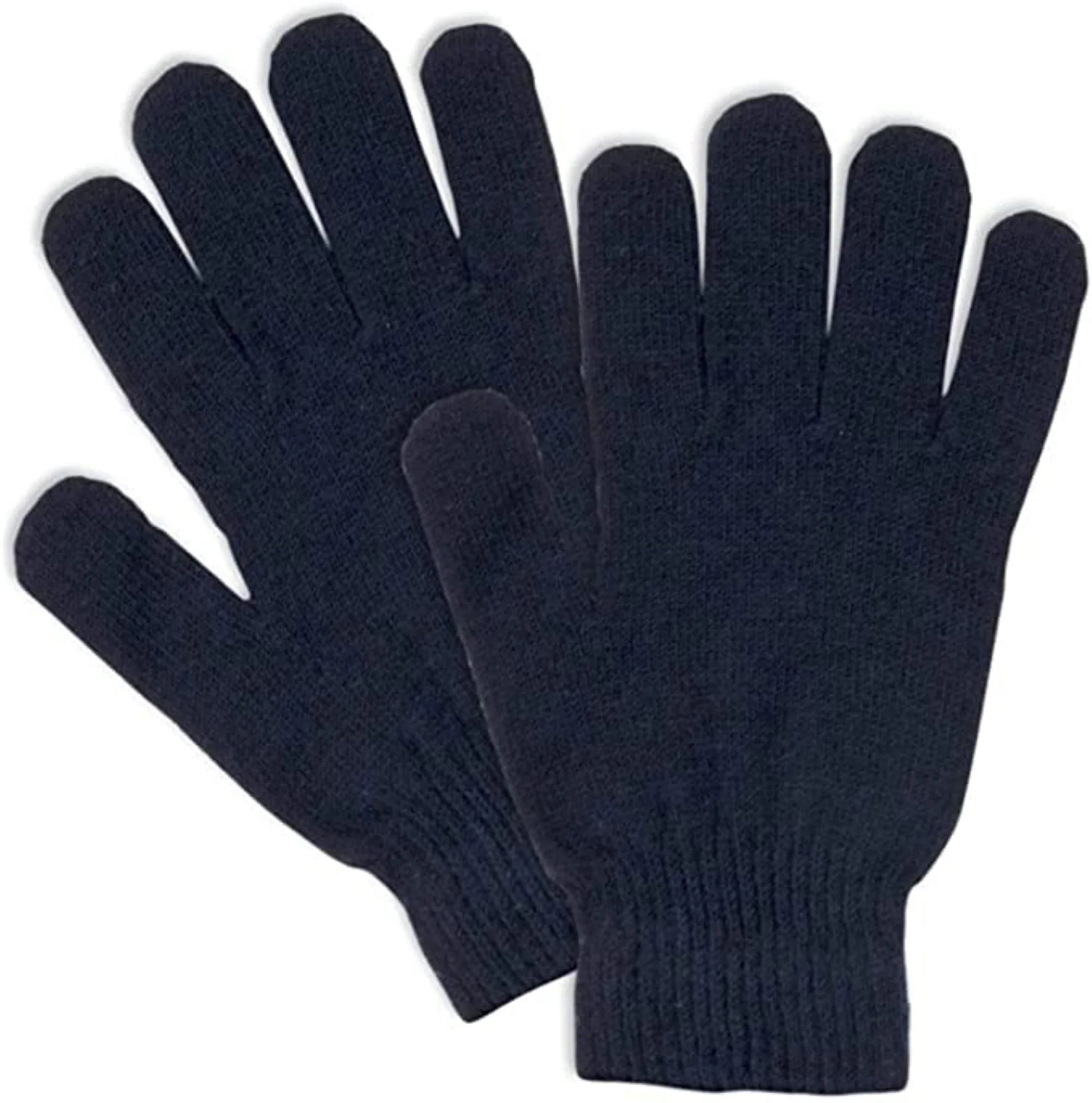 10 Pack of Bulk Wholesale Adult One Size Knit Stretch Cold Winter Weather Gloves for Men, Women, Teens, Homeless, Charity Donations for Harsh Temperatures in Black, Gray, Navy Blue, Red and Green