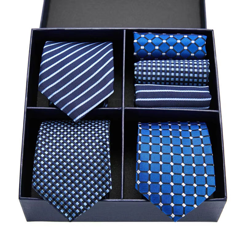 Gift Box Packing Silk Ties for Men Novelty Hanky Set 3 Styles Men'S Tie Formal Red Cravat for Wedding Business Necktie