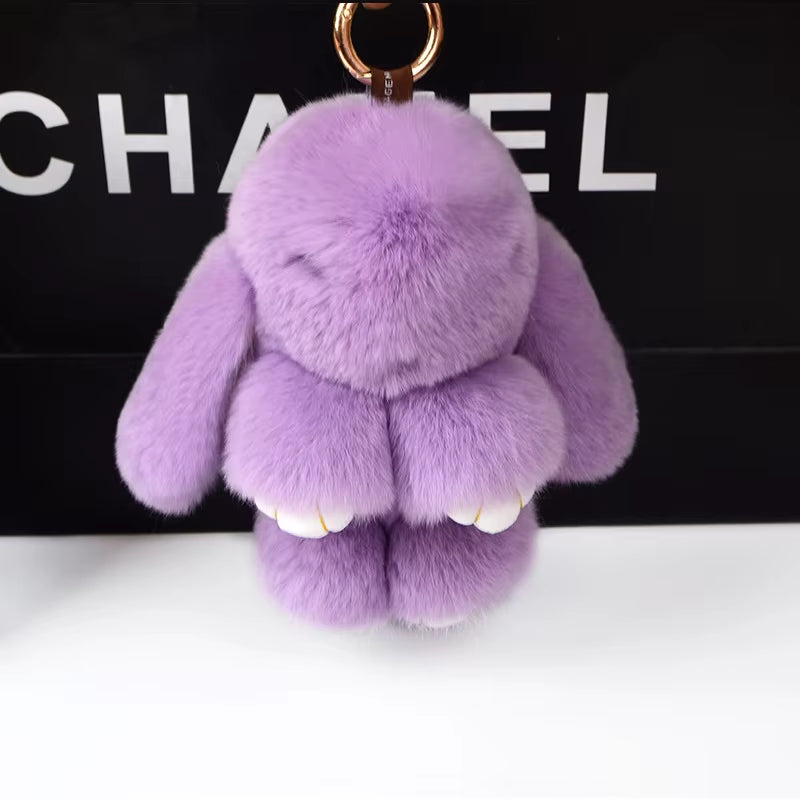 Luxury 15Cm Real Rex Rabbit Fur Keychain Lovely Play Dead Rabbit Key Ring Girls Key Bag Decoration Emo Jewelry Accessories Gifts