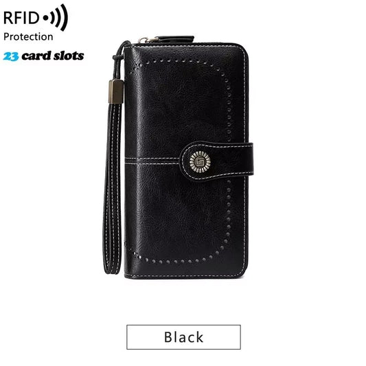 High Quality Women Wallet RFID Anti-Theft Leather Wallets for Woman Long Zipper Large Ladies Clutch Bag Female Purse Card Holder