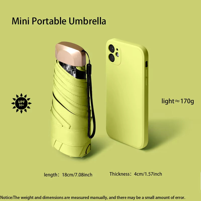 Outdoor Mini Sun Umbrella UV Protection Ultralight Folding Five-Fold Umbrella Sunshade Umbrella