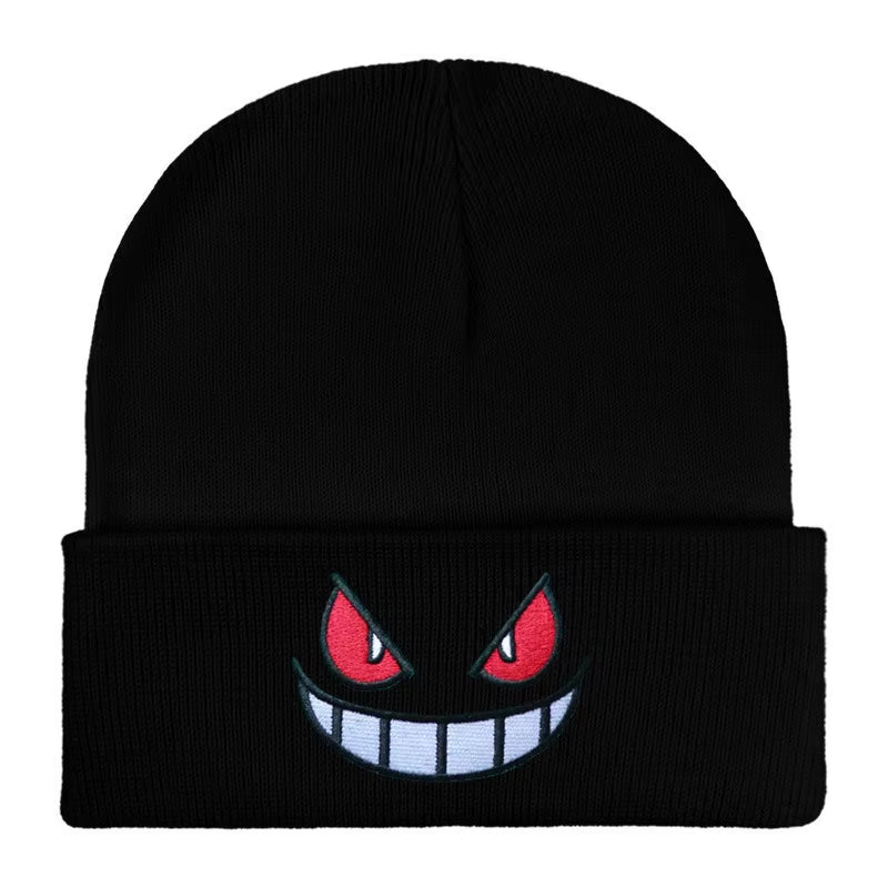 12 Colors Cartoon Embroidered Beanies Knitted Skullies Autumn Winter Warm Wool Hat Gengar Women Men Beanies