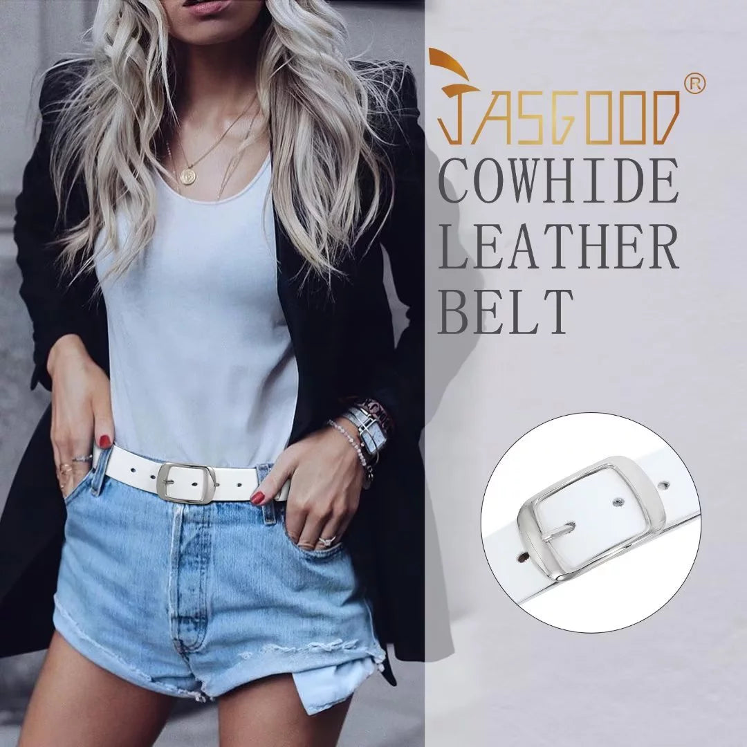 Women Leather Belts for Jeans Pants Ladies Black Belt