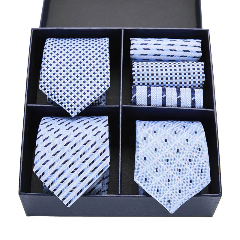 Gift Box Packing Silk Ties for Men Novelty Hanky Set 3 Styles Men'S Tie Formal Red Cravat for Wedding Business Necktie