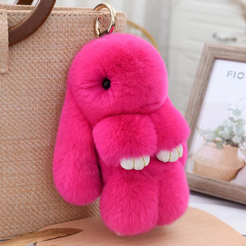 Luxury 15Cm Real Rex Rabbit Fur Keychain Lovely Play Dead Rabbit Key Ring Girls Key Bag Decoration Emo Jewelry Accessories Gifts