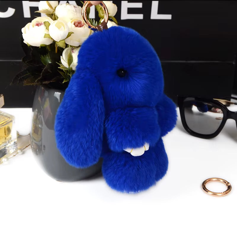 Luxury 15Cm Real Rex Rabbit Fur Keychain Lovely Play Dead Rabbit Key Ring Girls Key Bag Decoration Emo Jewelry Accessories Gifts