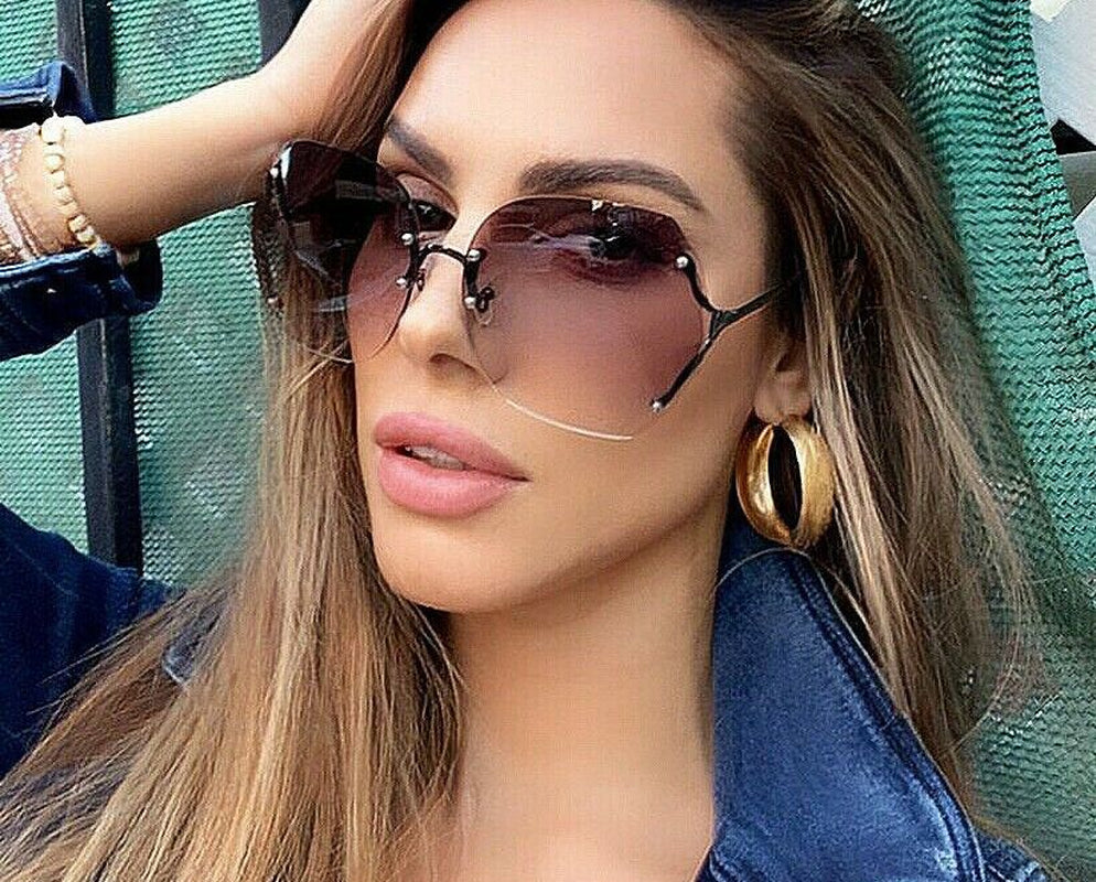 OVERSIZED Big " RIMLESS" Gradient Lens Women Sunglasses SHADZ GAFAS FASHION