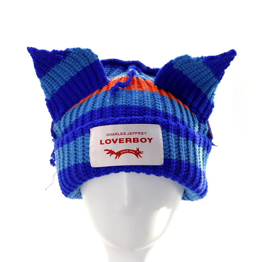 Loverboy Cat Ear Knit Hat Double-Layer Warm Pig Ear Woolen Hat Cute Fashion Hooded Cap Niche Design Hip-Hop Personality Cold Hat