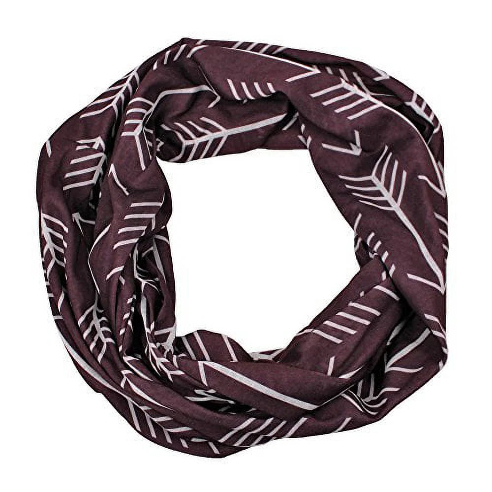 Women'S Infinity Scarf with Hidden Zipper Pocket & Pattern Print Arrow (Black)