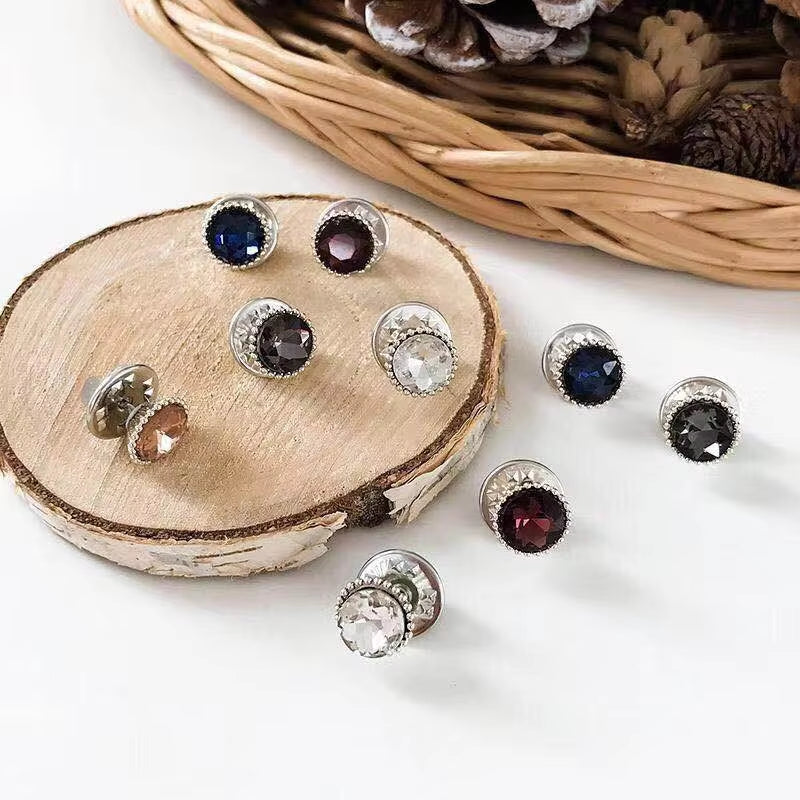 10Pcs/Lot Imitation Pearl Circle Brooch Pins PU Button Women Trendy Metal Sweater Collar Hijab Pin Brooch Jewelry Accessories 35