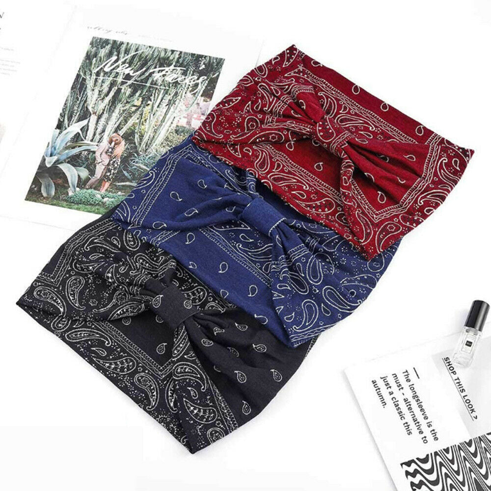 Women/Men Yoga Sports Wide Headband Elastic Boho Hair Band Head Wrap Wristband