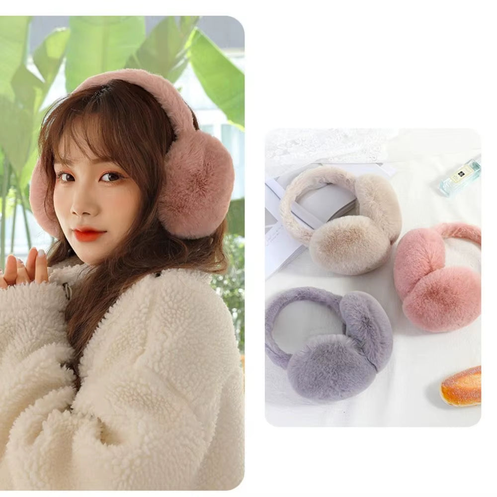 1PC Solid Color Soft Plush Ear Warmer Winter Warm Earmuffs Fashion Ear Cover Outdoor Cold Protection Ear-Muffs Folding Earflap