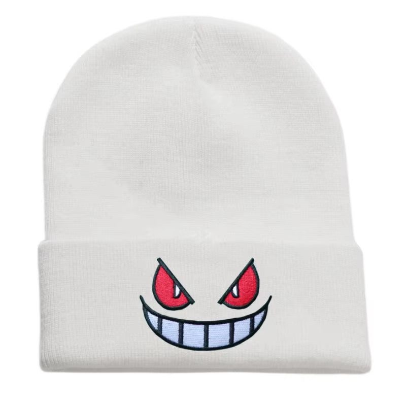 12 Colors Cartoon Embroidered Beanies Knitted Skullies Autumn Winter Warm Wool Hat Gengar Women Men Beanies