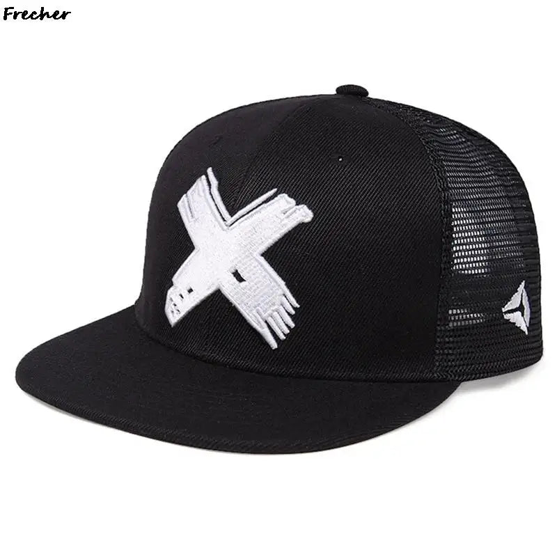 Summer Men'S Fashion Mesh Cap Trendy Baseball Cap Rubber Letter Hip Hop Cap Rebound Cap Flat Brim Cap Wild Hip Hop Tide Cap