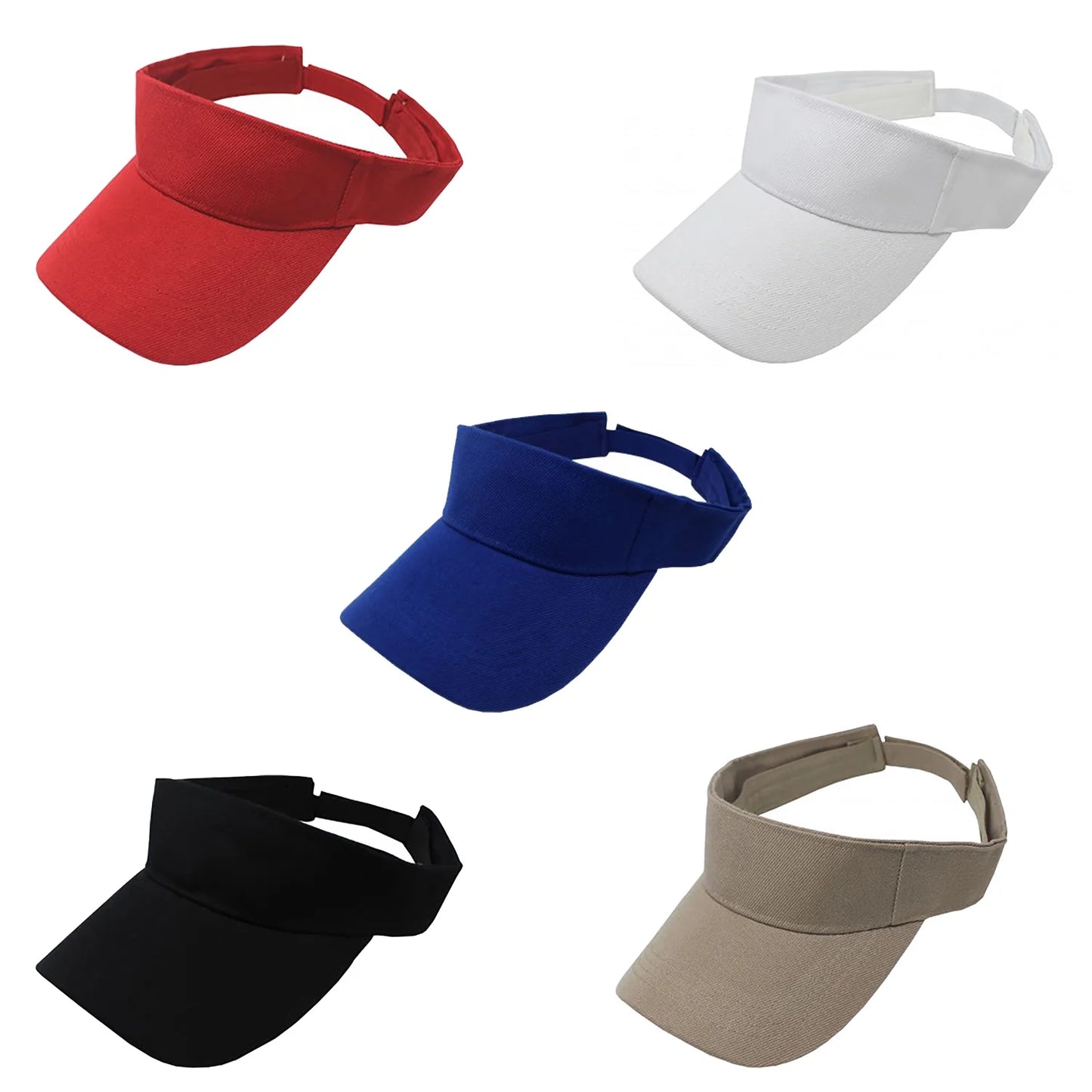 Pack of 5 Sun Visor Adjustable Cap Hat Athletic Wear (Red)